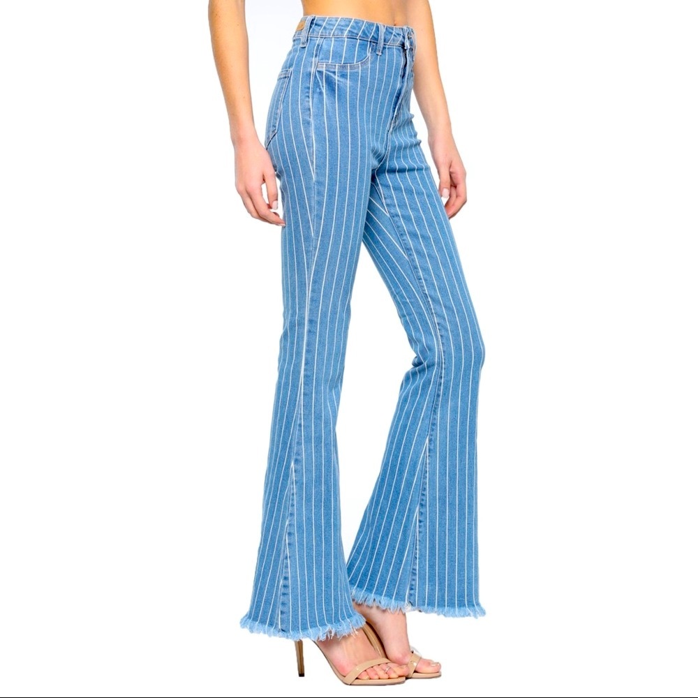 LAST ONE!! Cello Jeans Striped Super Flare Jeans - Picture 7 of 14